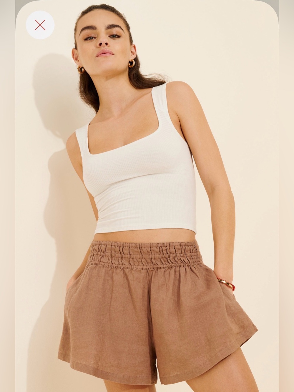 Anthropologie Somerset Linen Shorts, Size Small, Cream/Natural